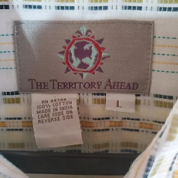 The Territory Ahead Mens Large Long Sleeve Button Down Shirt 100 Cotton Striped - Picture 4 of 10